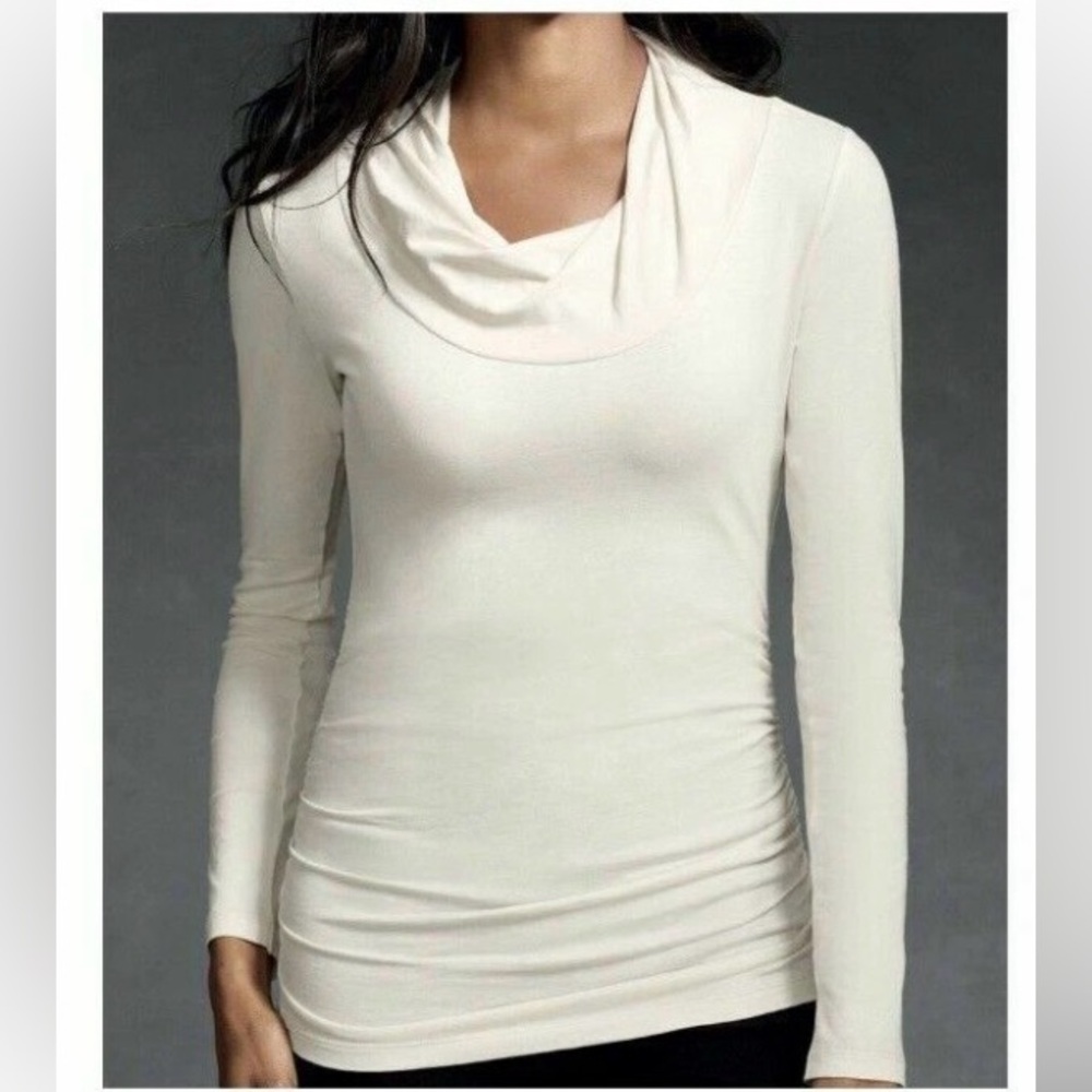 CAbi Elegant Twisted Neck Long Sleeve Top in Cream - Picture 2 of 11